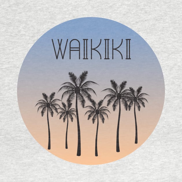 Waikiki Palm Tree Silhouette by The Salty Sailor